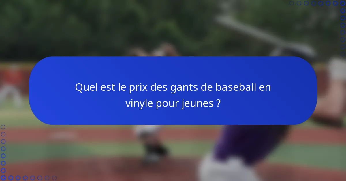 Quel est le prix des gants de baseball en vinyle pour jeunes ?