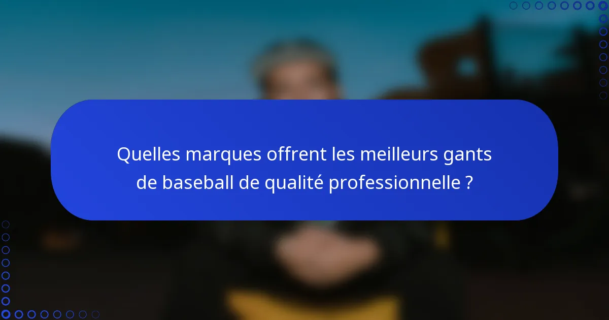 Quelles marques offrent les meilleurs gants de baseball de qualité professionnelle ?