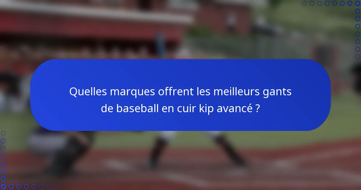 Quelles marques offrent les meilleurs gants de baseball en cuir kip avancé ?