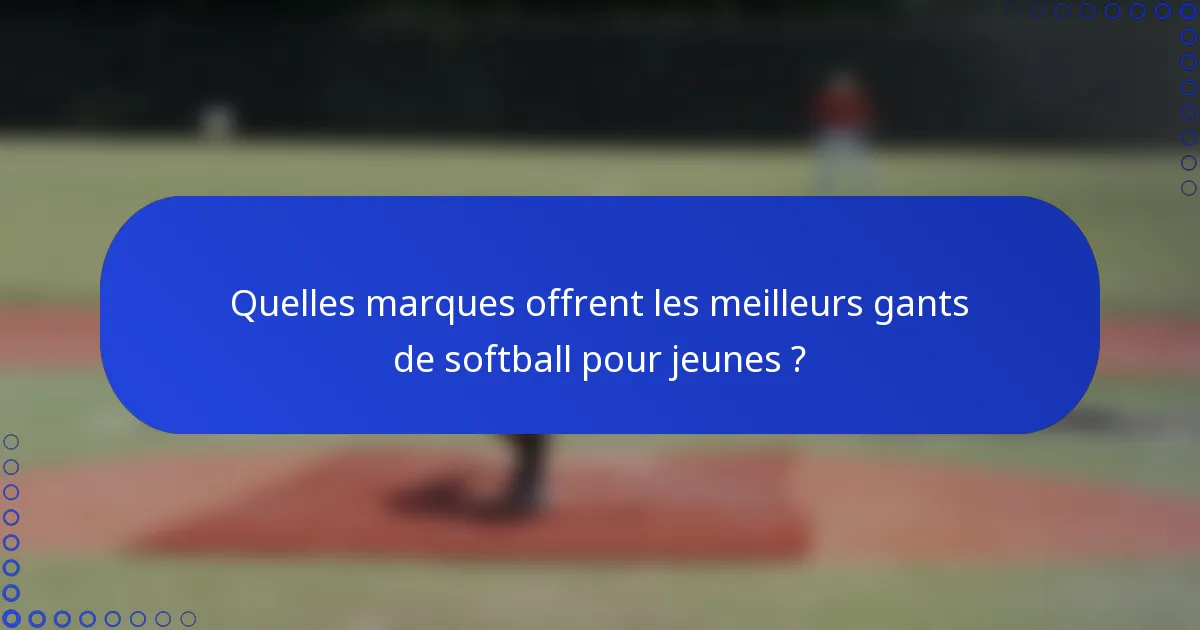 Quelles marques offrent les meilleurs gants de softball pour jeunes ?