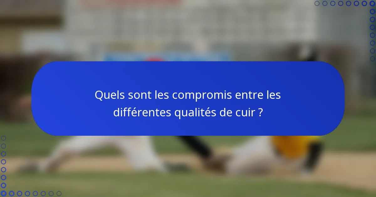 Quels sont les compromis entre les différentes qualités de cuir ?